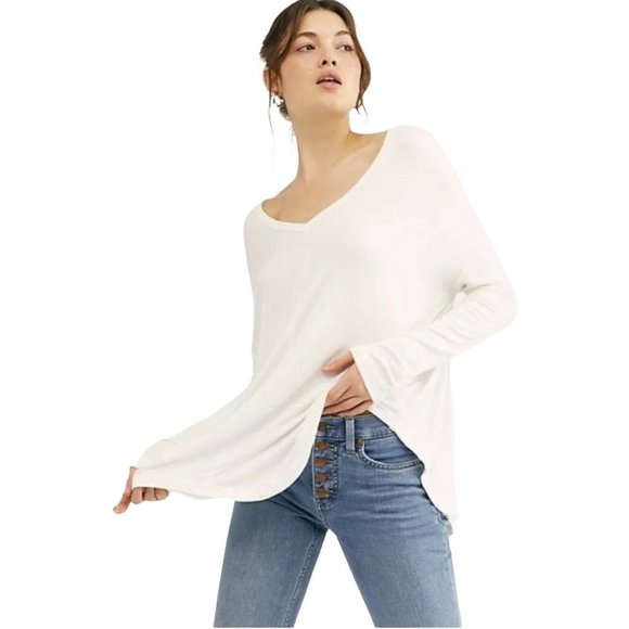 Free People Moonshine White V-Neck Tunic Top Small - Picture 9 of 9